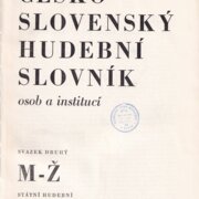 Česko Slovenský Hudební Slovník osob a institucí M-Ž