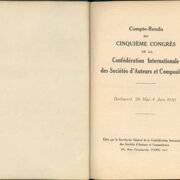Compte - Rendu du Cinquieme Congres de la Confédération Internationale des Sociétés d'Auteurs et Compositeurs