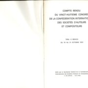 COMPTE RENDU DU VINGT - HUITIEME CONGRES DE LA CONFÉDÉRATION INTERNATIONALE DES SOCIÉTÉS D'AUTEURS ET COMPOSITEURS
