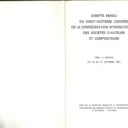 COMPTE RENDU DU VINGT - HUITIEME CONGRES DE LA CONFÉDÉRATION INTERNATIONALE DES SOCIÉTÉS D'AUTEURS ET COMPOSITEURS
