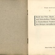 Recht de Film, Buch, Zeitungs und Zeitschriften Titels in Deutschland, Frankreich und den übrgen europäischen Staaten