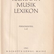 Riemann Musik Lexikon Personenteil L-Z
