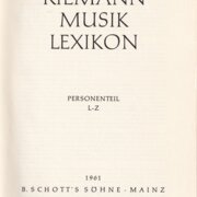 Riemann Musik Lexikon Personenteil L-Z