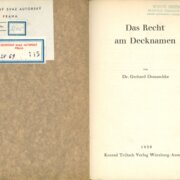 Das Recht am Decknamen