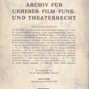 Archiv für Urheber-Film-Funk und Theaterrecht