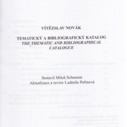 Vítězslav Novák: Tematický a bibliografický katalog