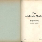 Der schaffende Musiker - Mitteilungen der Genossenschaft Deutscher Tonsetzer