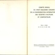 COMPTE RENDU DU VINGT - DEUXIEME  CONGRES DE LA CONFÉDÉRATION INTERNATIONALE DES SOCIÉTÉS D'AUTEURS ET COMPOSITEURS