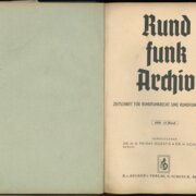 RUNDFUNK ARCHIV - ZEITSCHRIFT FÜR RUNDFUNKRECHT UND RUNDFUNKWIRTSCHAFT - XI. Band