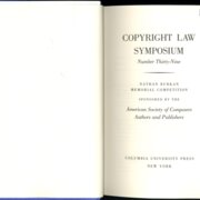 Copyright law symposium - Number thirty-nine