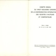 COMPTE RENDU DU VINGT-DEUXIÉME CONGRÉS DE LA CONFÉDÉRATION INTERNATIONALE DES SOCIÉTÉS D'AUTEURS ET COMPOSITEURS