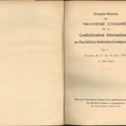 Compte - Rendu du Neuvieme Congres de la Confédération Internationale des Sociétés d'Auteurs et Compositeurs