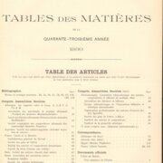 Tables des matieres