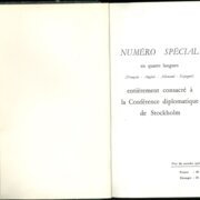 Numéro spécial en quatre langues entierement consacre a la Conférence diplomatique de Stockholm