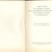 COMPTE RENDU DU VINGTIEME CONGRES DE LA CONFÉDÉRATION INTERNATIONALE DES SOCIÉTÉS D'AUTEURS ET COMPOSITEURS