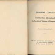 Troisieme Congres de la Confédération Internationale des Sociétés d'Auteurs et Compositeurs