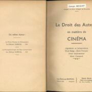 Le droit des Auteurs en matiere de Cinéma