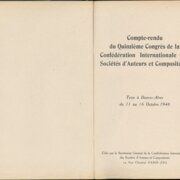 Compte-rendu du Quinzieme Congres de la Confédération Internationale des Sociétés ďAuteurs et Compositeurs